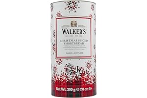 WALKERS Walker's Christmas Spiced Shortbread in Gifting Tube 200g (Pack of 1) Buttery Shortbread with Warming Festive Hints of Cinnamon and Nutmeg - Holiday Biscuits - A real Treat for Christmas