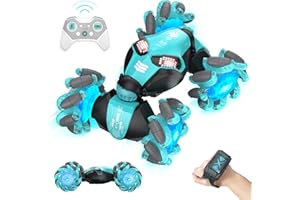 BUBBACARE Auto telecomandata, 2,4 GHz, girevole a 360°, 4 WD, controllata a mano, auto RC con telecomando, giocattolo per auto per bambini, musica a LED dai 4 ai 10 anni, regalo di compleanno per ragazze e