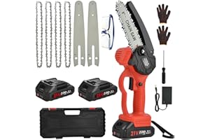 BILIVRY Chain Saw for Cutting Trees, 6inch Mini Chainsaw Tree Cutter Cordless Chain Saws Electric Wood Branch Pruning Saws with 2 Pack 2.0Ah Battery, 4 Chains and Safety Lock