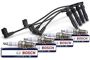 ATEC GERMANY 1x Zündkabelsatz Satz Zündkabel Zündleitungssatz Satz Zündleitung 4-teilig + 4x Original BOSCH Zündkerze