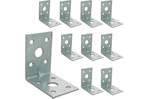 OMIDEAS 10 x łącznik kątowy z rowkiem (50 x 50 x 35 x 2) kątownik do montażu kątownik konstrukcyjny łącznik do drewna łącznik do dużych obciążeń kątowy, srebrny ocynkowany