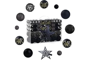 SEACHRGIF Bolas de Navidad Negras Bolas Arbol de Navidad 101 Piezas Decoracion Arbol Navidad Adornos Arbol Navidad Pack Bolas Navidad