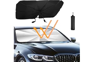 RISVOWO Pare-Soleil pour Pare-Brise de Voiture, Pliable Parapluie Pare-Soleil de Pare-Brise Auto Anti-UV, Isolation Thermique, Protection Pare Brise Soleil pour Voitures, SUV, Camions(140x80cm)