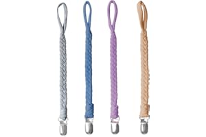 CRLLDPM Lot de 4 attache-tétines en coton pour fille et garçon Marron, Fixer Tétine Aux Vêtements de Bébé, pour Bébé Nouveau-né Baby Shower