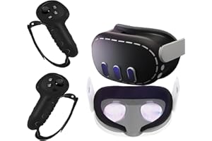 NEWZEROL - Funda protectora + funda para la cara + funda para los mangos del mando compatible con Quest 3, funda protectora de silicona suave TPU impermeable para asa ajustable