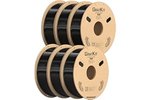 GratKit PETG Filamento per stampante 3D 6 kg, filamento PETG 1,75 mm, -0,03 mm, filamento per stampa 3D PETG,6 * 1 kg,Nero