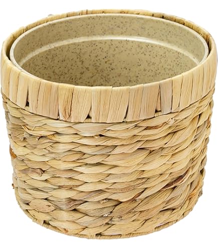 Vaso Fioriera In Vimini Intrecciato – Grande, Con Rivestimento Impermeabile, Per Piante Da Interno