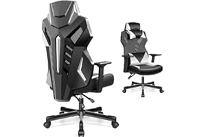 OneGame Silla Gaming, Transpirable Ergonómica Silla Gamer Adulto Estilo Carreras de Ordenador reposabrazos 3D Respaldo Ajustable Silla Escritorio con Soporte Lumbarjustable 150KG, Negro-Blanco