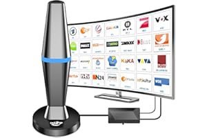 DGUPSP DVBT2 Antenne, zimmerantenne DVB-T & DVB-T2 Antennen mit Verstärker, Großer Reichweite und 360° Empfang, Zimmerantenne für Fernseher mit Starkem Magnetfuß, Geeignet für 4K 1080p & Alle TV-Geräte