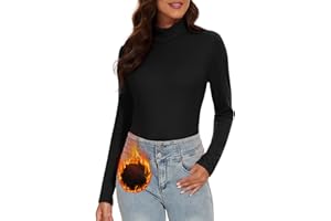 WOWENY Thermo Rollkragenshirt Damen Gerippt Rollkragenpullover Warm Ribbed Langarmshirt mit Stehkragen Elegant Rolli Langarm Bequem