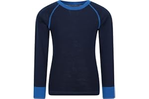 Mountain Warehouse Merino Kids Round Neck Thermal Baselayer Top – Long Sleeve, Lightweight, Antibacterial, Breathable & Quick Dry T-Shirt - Travelling & Outdoors