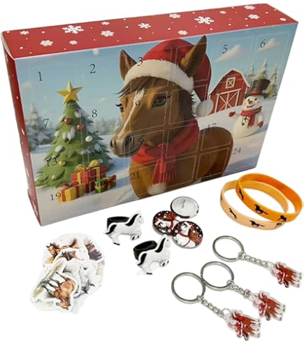 Calendrier De L'Avent Cheval 2025 – 24 Figurines En Acrylique à Collectionner, Déco Noël