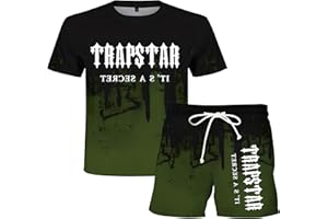 YiJee Tuta Trapstar Bambini, Maglietta Trapstar Corta - Maglietta e Pantaloncini con Logo Stampato Trapstar - 2 Pezzi Tuta Trapstar T-shirt - Set Tuta da Jogging Estiva Bambini e Ragazzi - Unisex