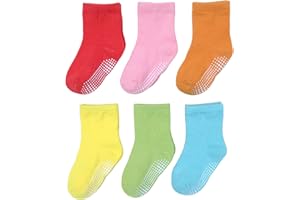 QIYIENDIAN 6 pares de calcetines antideslizantes y cálidos con puños para bebés, niños y niñas