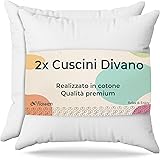 Cuscini per Divano 50x50, 2 pezzi Imbottitura Interno Decorativi Quadrati Morbidi con Federe in Cotone e Poliest. Bianca Anal