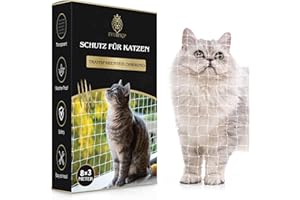 EveryKip® Katzennetz für Balkon & Fenster (durchsichtig) | Extragroßes 8x3m Katzenschutz-Netz ohne Bohren | Balkonschutz Inkl. 25m Befestigungsseil | Balkonnetz besonders transparent & sicher