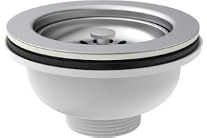 KIRCHHOFF 98835240 silkorgsventil Ø 114 mm 1½ tum vit, diskavlopp för eftermontering eller byte, avtagbar köksavlopp, avloppssats för diskbänken