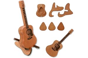 SYHSYC Holz Plektrumbox für Akustikgitarre Plektrum Plektren Gitarre Holz Akustikgitarren Picks Box Gitarrenplektrumbox 3 Stück Plektrum Gitarren Zubehör für E-Bass Gitarre, Holzfarbe