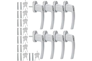 Lospitch fenstergriff aluminiumlegierung abschließbar 8 Stück Fenstersicherung mit 16 Schlüssel, Schloss in Stiftlänge 35mm, Fenstergriffe Silber