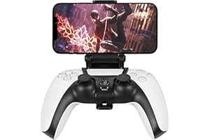 Vivideox Support de téléphone Portable Manette PS5, Support Clip pour PS5 DualSense Controller, Support Pliable Jeu Pince poignée Compatible avec Les téléphones intelligents Android/iOS, Noir
