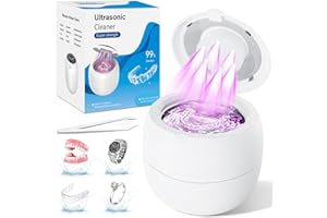 ‎SWETFELA Ultrasonic Cleaning Device, 44000Hz UV Ultrasonic Cleaner with 6 UV Light Ultrasonic Bath, 1800 mAh Dental Pod - 210 ml Ultrasonic Cleaner for Dentures, Retainers, Aligner Tooth Rail, Jewellery
