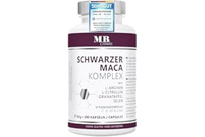 ‎MEDICAL BEAUTY COSMETICS Maca Kapseln 4800mg je Tagesdosis - 200 Maca hochdosiert mit L-Arginin, Granatapfelextrakt, Vitamin C, D, Selen, Zink und Citrullin – veganer 20:1 Maca Extrakt schwarz ohne Zusätze
