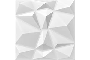 DECCART - Panneau Mural Decoratif 3D | Revetement mural | Panneaux Muraux | Polystyrène PSE | 50x50 cm Ambre 5m², 20 pièces, blanc