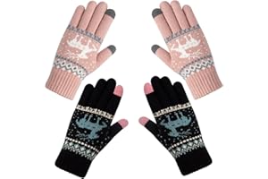 Chalier Fashion 2 Paia Guanti Touch Screen Donna, Guanti Invernali Termici a Maglia