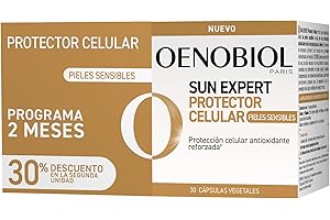 OENOBIOL - SUN EXPERT Pieles Sensibles DUO - Nueva fórmula concentrada en Extracto de Uva 100% origen vegetal - Bronceado intenso y radiante - Complemento alimenticio 60 cápsulas 2 meses