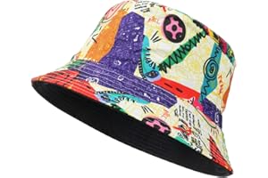 MengPa Unisex Bucket Hat Summer Travel Sun Fisherman Hats Reversible