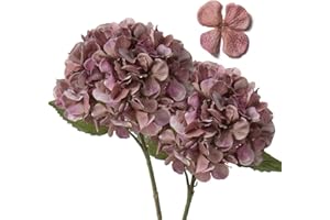 ‎HOLLYONE 2 STK Hortensien Kunstblumen Rosa Violett, Ø 19cm Künstliche Blumen Wie Echt für Brauthochzeitssträuße, Haus, Büro, Hotel, Partydekoration, Mittelstücke, Blumenarrangements