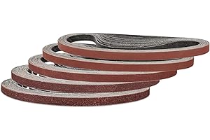 Sruhrak Nastri Abrasivi 9 x 533 mm - 5 Ciascuno di Grane 60/80/120/240/400 Carta Abrasiva per Levigatrice a Nastro, Ideale per Levigare,Limare,Affilare e Rimuovere Vernice/Legno (25 Pezzi)