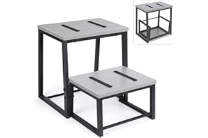 LIANTRAL Sgabello a 2 gradini per adulti e bambini, in legno resistente, con struttura in metallo, può contenere fino a 158,8 kg di capacità, sgabello pieghevole 2 in 1 per letto alto, cucina, camper
