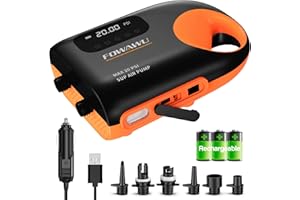 ‎FOWAWU FOWAWU Sup Pump, 20 PSI Pompa do deski SUP z dwuetapowym inteligentnym pompowaniem i odpompowywaniem, automatyczne wyłączanie, pompka powietrzna SUP do pompowania SUP DC 12V złącze samochodowe