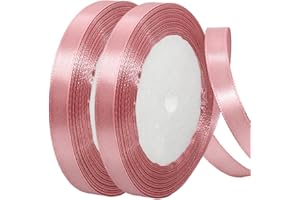 YAYAFUNFUN Nastro di Raso 10mm Rosa Scuro, 44 Metri Nastro Doppio Raso per Artigianato, Natale, Decorazioni, Confezioni Regalo, Feste di Compleanno, Matrimoni, Bomboniere ﻿
