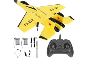 LUFEIS Aereo RC, telecomandato a 2,4 GHz, Aereo giocattolo in schiuma EPP, Aerei telecomandati a 2,4 GHz, Adatto a Adulti, Bambini e Principianti, Aliante Volante Telecomandato,Giallo