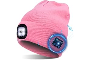 TAGVO Bluetooth 5.0 Cappello Berretti LED, Altoparlante Stereo Incorporato e Microfono, Inverno Caldo Lavorato a Maglia Senza Fili Bluetooth Cuffia Musica Lavabile Cappello per Corsa per Uomo Donna
