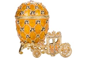 danila-souvenirs Huevo al estilo Fabergé de coronacion imperial/Caja de Joya con carruaje 10 cm amarillo