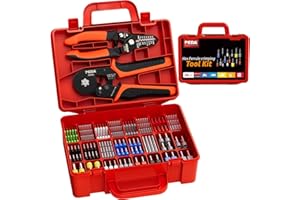 PEBA Ferrule Crimping Tool Kit, Hexagon Pliers AWG28-7, 24 Sizes Ferrules(AWG24-8) & Wire Stripper for Electrical Wiring/DIY Terminals | Self-Adjusting Ratchet Crimper - Copper Ferrule Kit