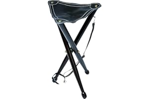 Januel - Seggiolino con treppiede in legno - seduta in pelle - altezza 65 cm - tempo libero all'aria aperta campeggio - pesca Bushcraft - marrone - con tracolla - Solido e durevole Taglia unica