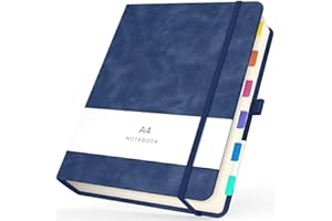 Yarotm Cahier A4 Ligné - 360 Pages Carnet de Notes A4 - Bloc Note A4 Cuir PU 21.6x28.5cm - 100g/m² Papier Ligne Carnet de Voyage - Cahier Notebook A4 Bureau L'écriture, Bleu Foncé