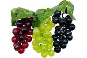 Woohome 3 Pz Uvas de Plástico Uvas Falsas Uvas Artificiales Simulación Uvas para Bodas, Interiores, Exteriores, Fiestas, Jardín