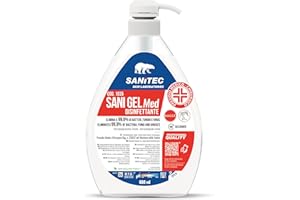 SANITEC IGIENE SICURA Sanitec, Sani Gel Med, Disinfettante Mani a Base di Alcol senza Risciacquo, Disinfettante Idroalcolico che Elimina il 99,9% dei Batteri, Ideale in Qualsiasi Ambito, Made in Italy, 600 ml