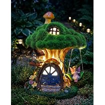 Maison De Fée Solaire 20cm TERESA'S COLLECTIONS - Figurine Jardin Résine Étanche Avec Lumières