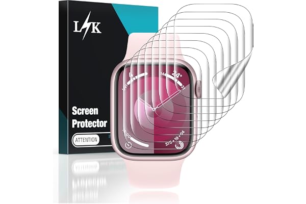 LK 8 st skärmskydd för Apple Watch Series 9/8/7 41 mm - bubbelfri högupplöst överlägsen kvalitet, transparent mjukt TPU-filmskydd för iWatch S9 41 mm 2023