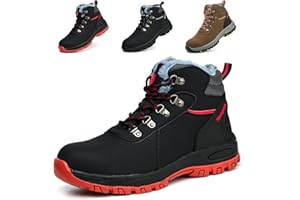 Bawalon Warm Gefüttert Arbeitsschuhe Herren Winter Wasserdicht Sicherheitsschuhe Damen Arbeitsstiefel mit Stahlkappe Rutschfest Schutzschuhe