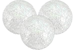 M METERXITY 3-Pack Decorative Ball for Bowls, 2.4 Inch Mosaic Glass Balls Decorative Glass Orbs for Home Decor/Dining Tables/Wedding Party/Coffee Table/Centerpiece Decor [White]