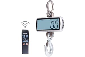 Hyindoor Kranwaage 1T 1000KG Digitale Hängewaage Hochleistungshaken Industrie Kranwaage mit Großem LCD Bildschirm und Fernbedienung