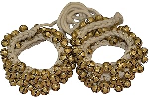 OSNICA Kathak Dancing Ghungroo Bells Par de tobilleras grandes atadas con cordón de algodón de latón indio/Ghungroo Clases de música de baile de vientre