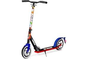 Hurtle Trottinette 2 Roues Réglable – Scooter Pliable Portable avec Guidon T-Bar, Plateau Antidérapant, pour Enfants Adolescents Adultes, Sangle de Transport Incluse